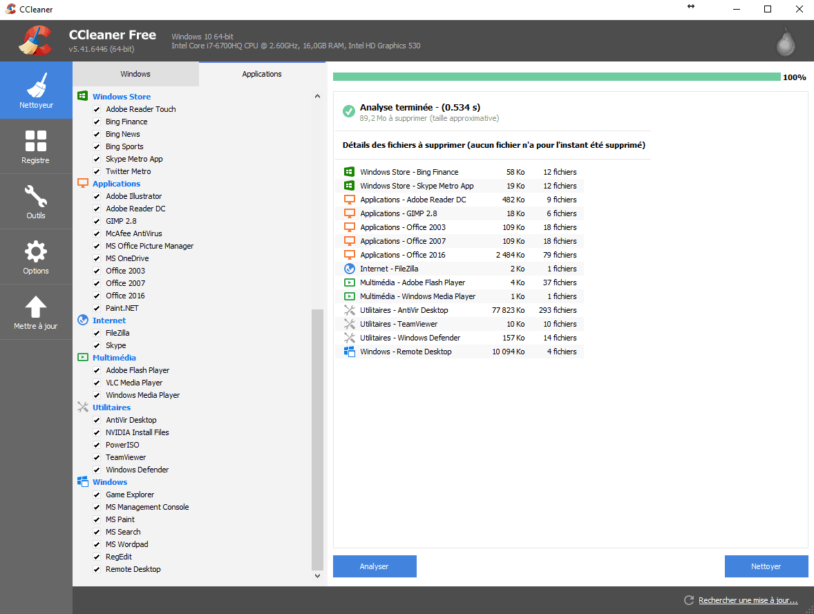 CCleaner - Applications